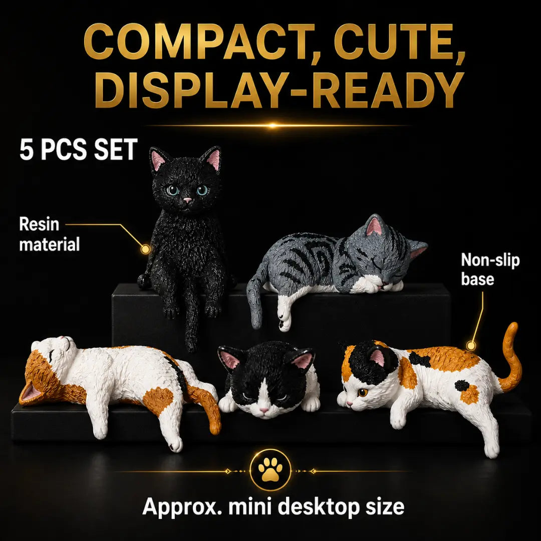 Cat Figurine Set, Resin Desk Decor, Cute Cat Gift, Mini Shelf Decor Jumartins