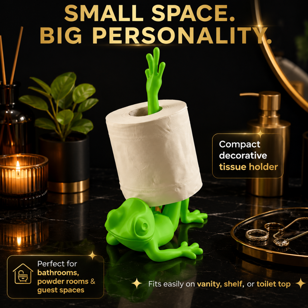 Cute Frog Holder, Funny Bathroom Decor, Stretching Tissue Stand, Whimsical Vanity Accent, Playful Toilet Storage, Unique Home Gift