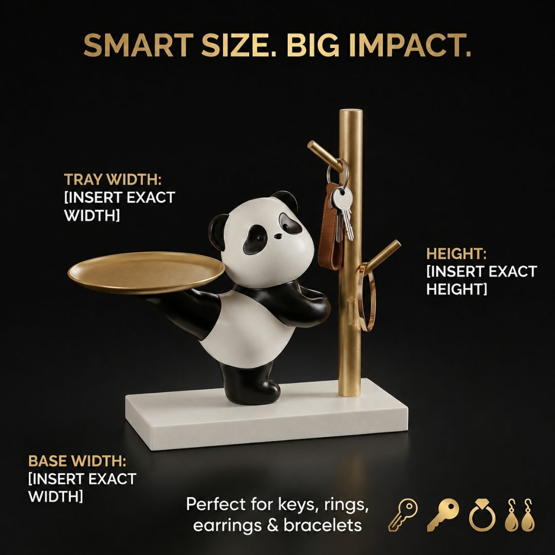 Panda Jewelry Tray & Ring Holder – Cute Gold Key Catchall Dish