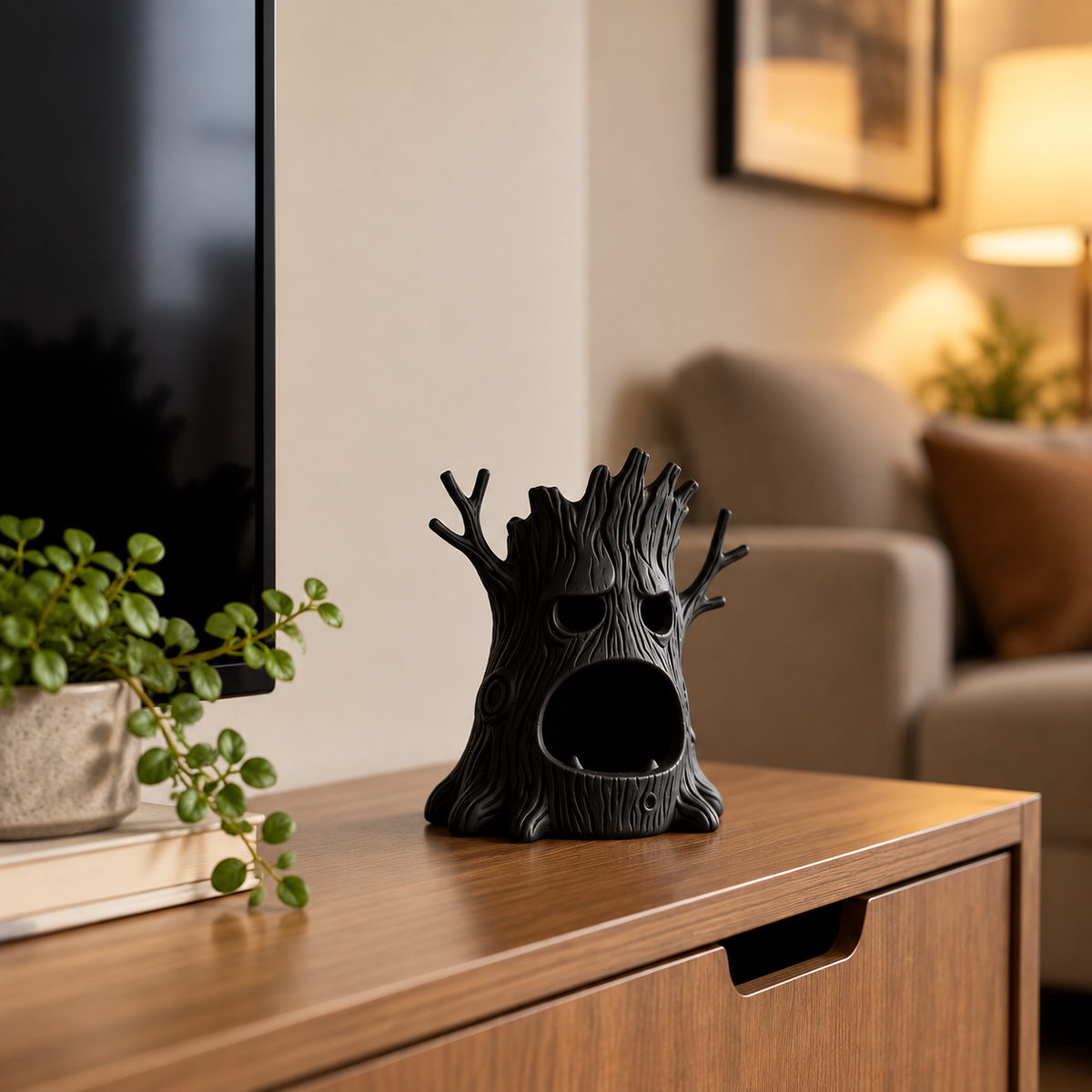 Tree Monster Candle Holder 3D Printed Decorative Figurine Funny Tree Design Home Decor Accent Halloween Display Gift Idea