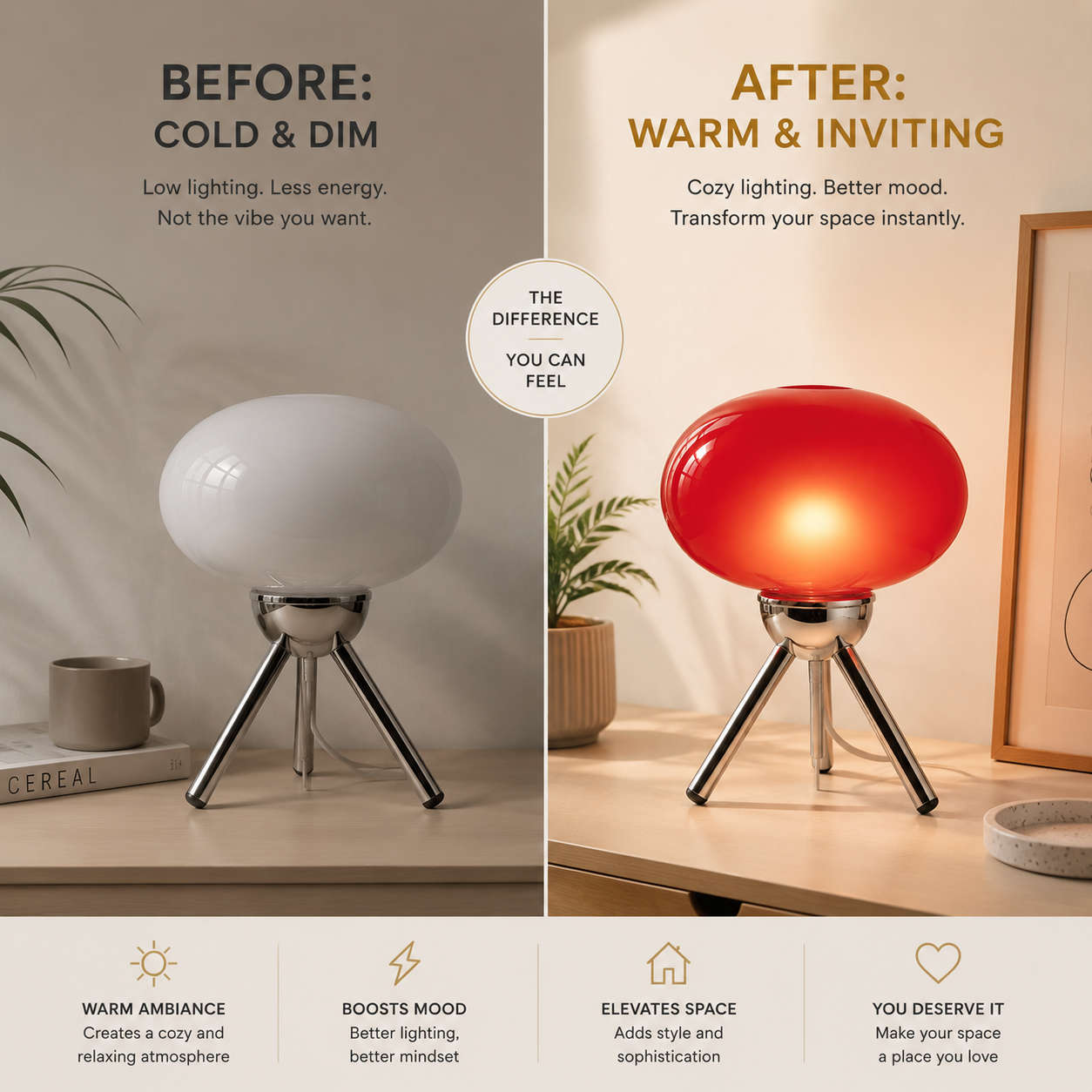 Mushroom Table Lamp | Glass Bedside Light | Nordic Modern Decor Lamp | Retro Style Ambient Lighting | Bedroom Home Accent