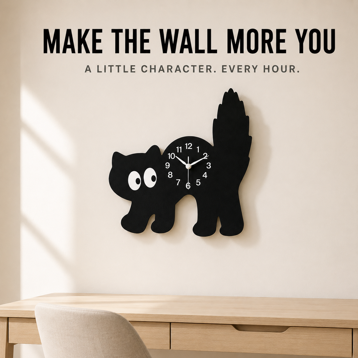 Cat Wall Clock | Playful Silent Quartz Clock | Whimsical Home Wall Decor | Living Room Bedroom Clock | Holiday Gift Decor