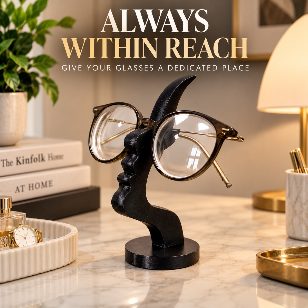Sculptural Eyeglasses Holder Stand | Face Profile Sunglasses Display | Desk Eyewear Organizer | Modern Table Decor