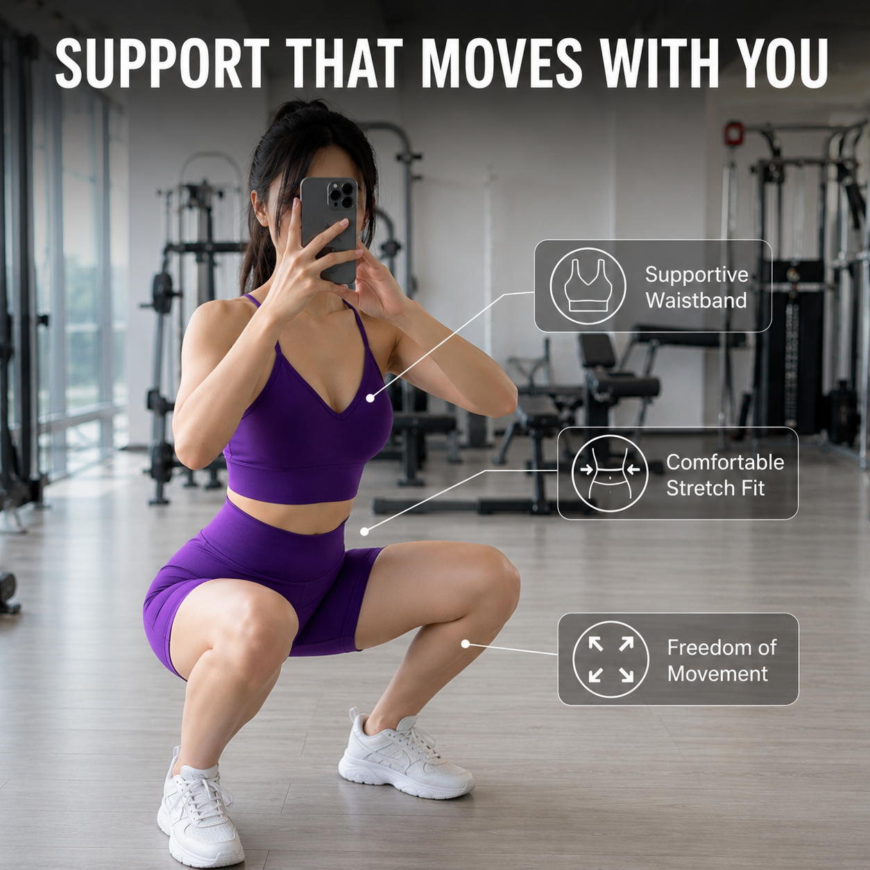 Women's Workout Shorts Set | High Waist Gym Outfit | V Neck Sports Bra Set | Matching Yoga Clothing | Running Exercise Outfit