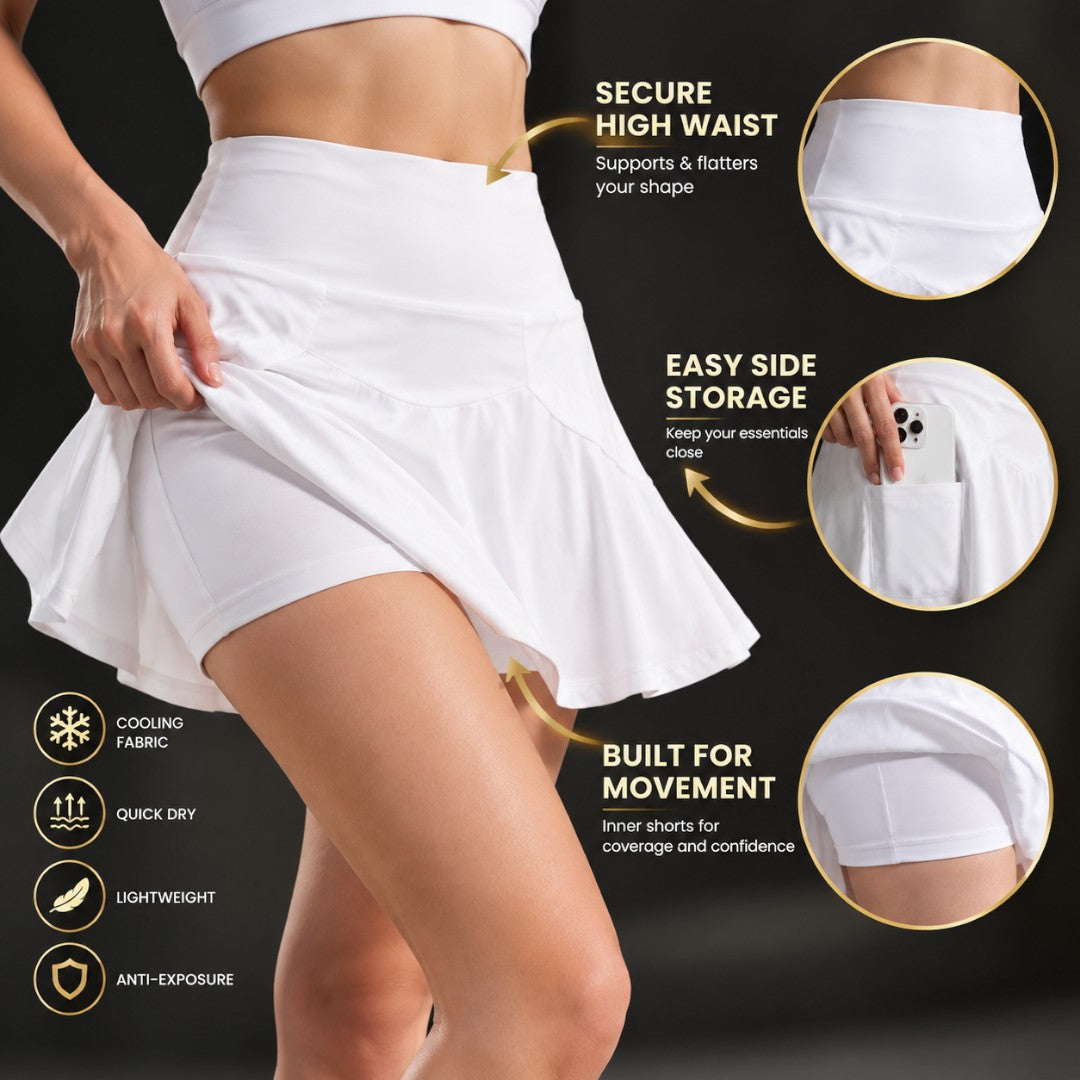 Women's High Waist Athletic Skort Quick Dry Active Skirt With Pocket | Lightweight Yoga Running Fitness Wear