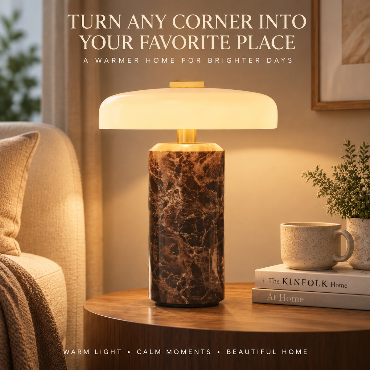 Rechargeable Marble Glass Table Lamp LED Desk Light Modern Home Decor Lighting For Living Room Bedroom Study
