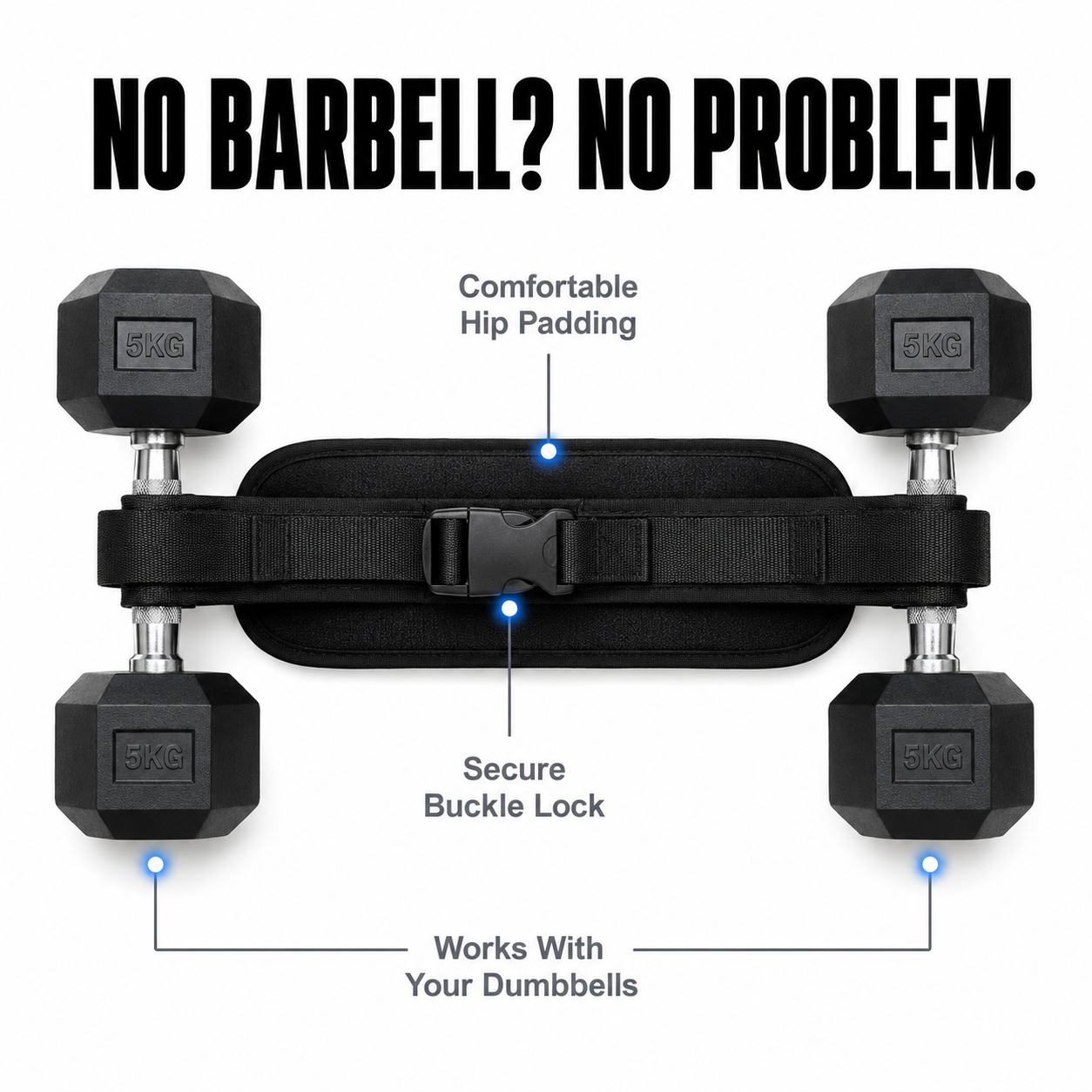 Dumbbell Hip Thrust Belt | Weighted Waist Workout Strap | Lower Body Training Gear | Home Gym Exercise Accessory