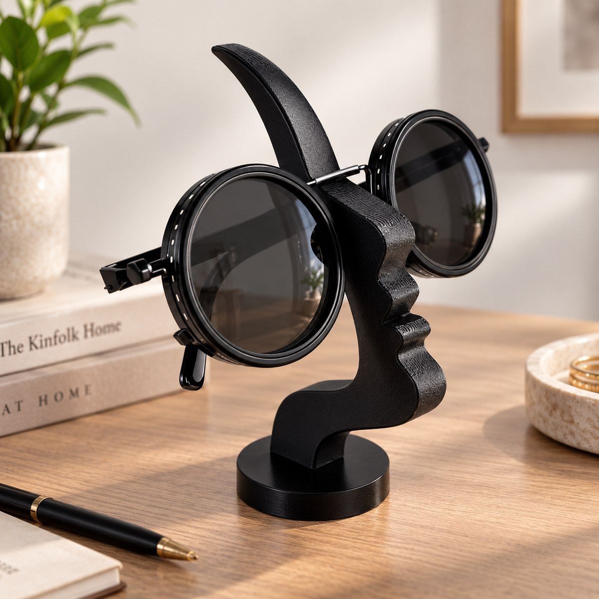 Sculptural Eyeglasses Holder Stand | Face Profile Sunglasses Display | Desk Eyewear Organizer | Modern Table Decor
