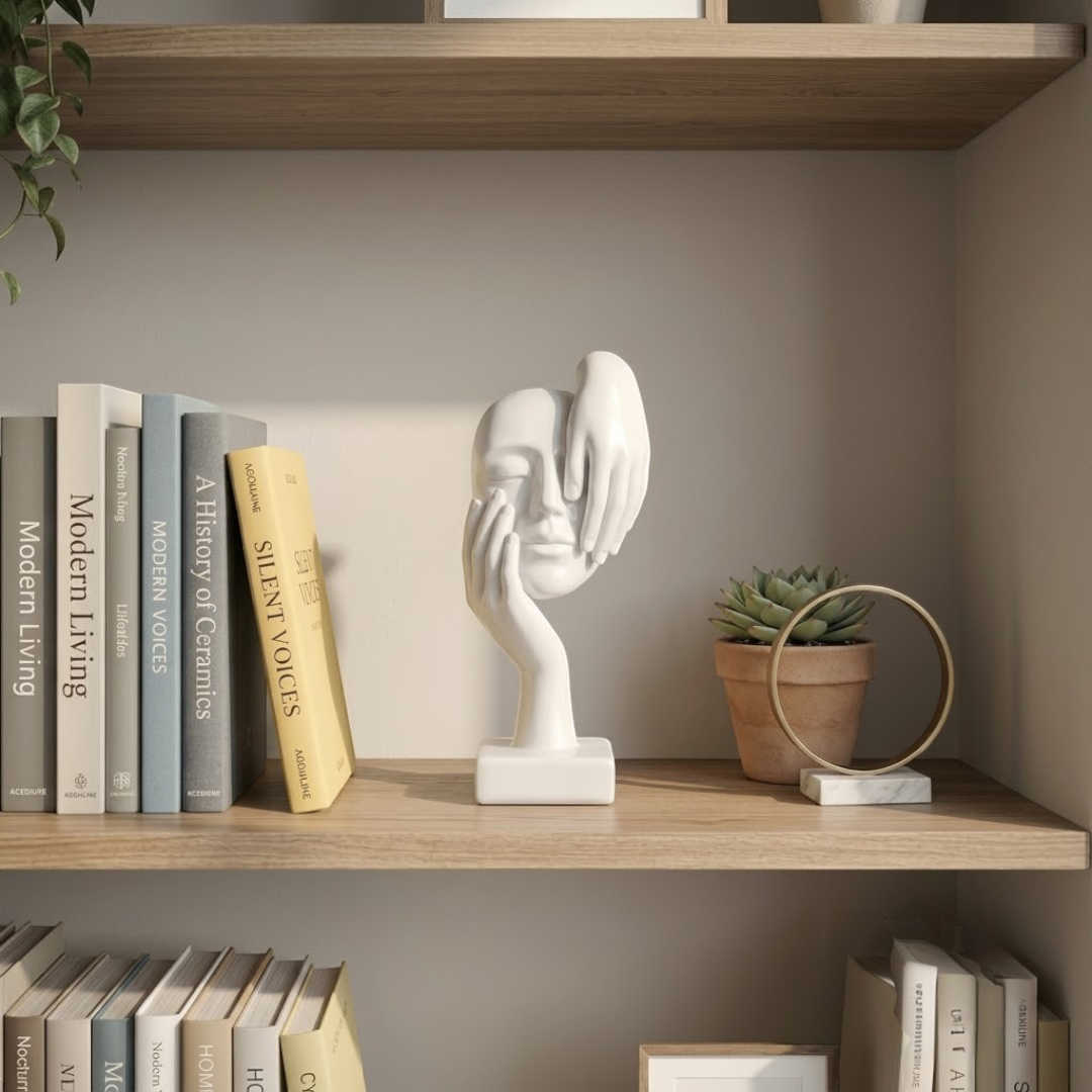 Nordic Resin Abstract Face Statue, Modern Desktop Sculpture Figurine for Office Shelf, Home Decor Accent Gift