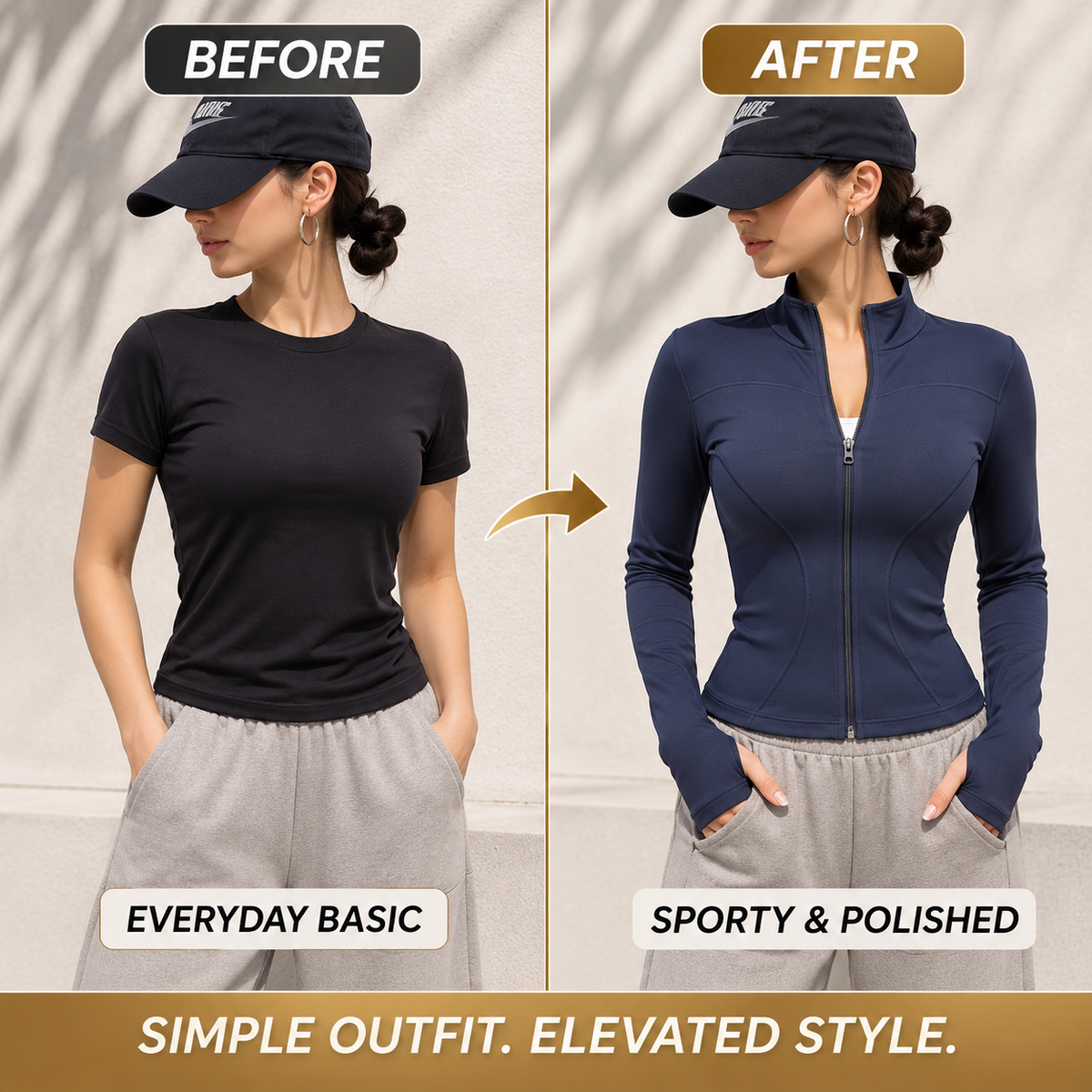 Women's Fitted Zip Up Athletic Jacket | Long Sleeve Thumbhole Workout Top for Pilates, Gym & Running