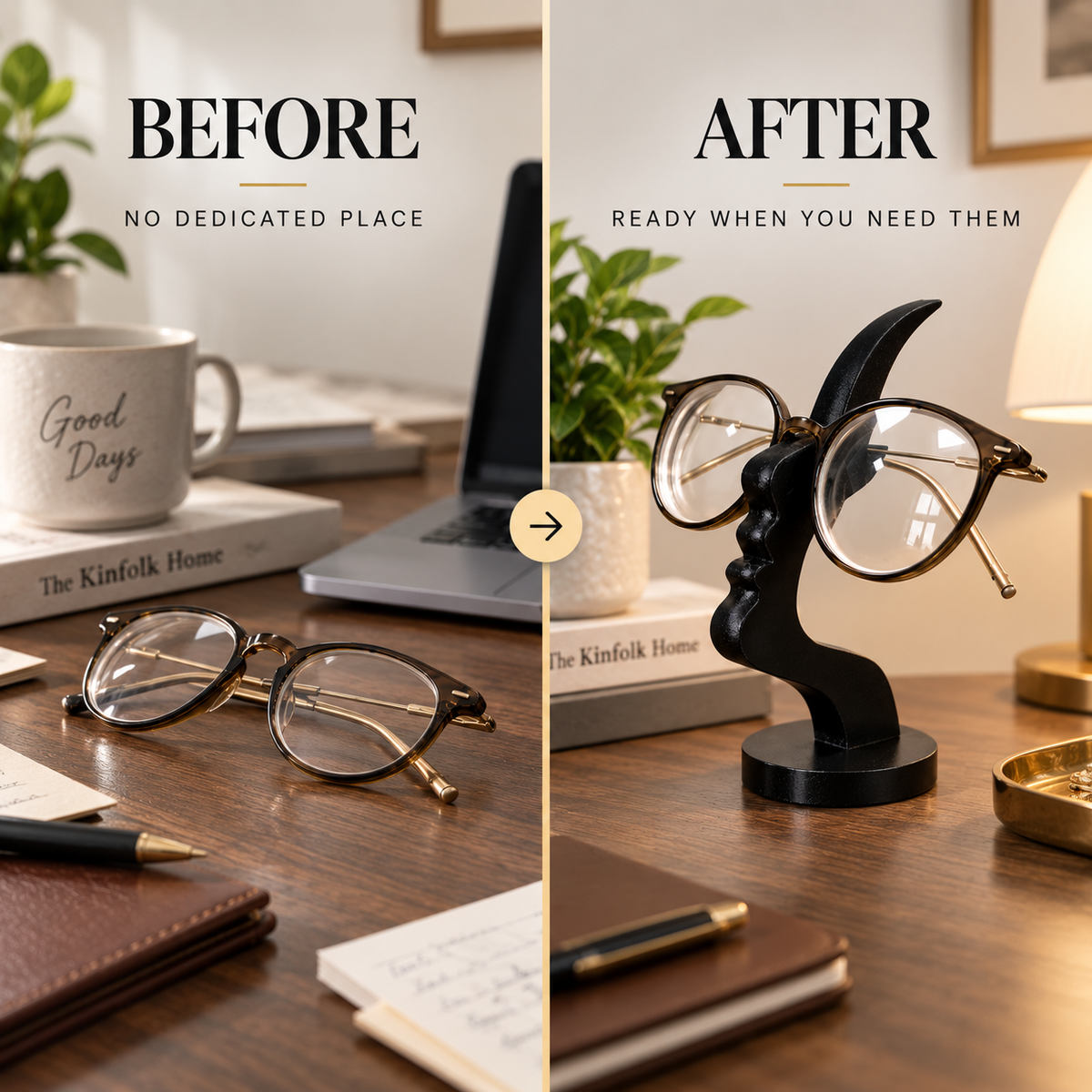 Sculptural Eyeglasses Holder Stand | Face Profile Sunglasses Display | Desk Eyewear Organizer | Modern Table Decor
