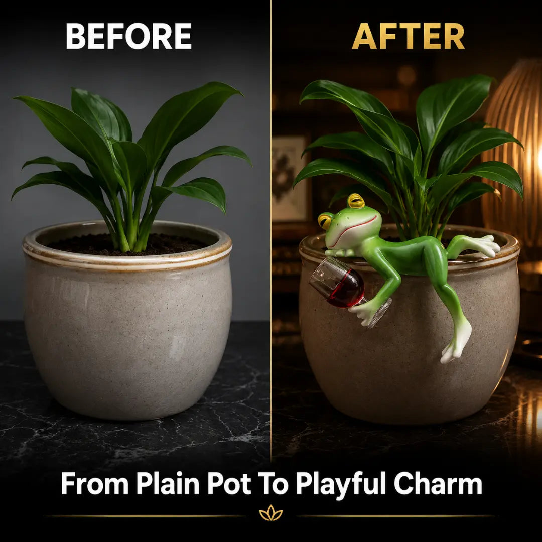 Wine Frog Pot Hanger, Frog Planter Decor, Garden Frog Gift, Funny Frog Figurine Jumartins