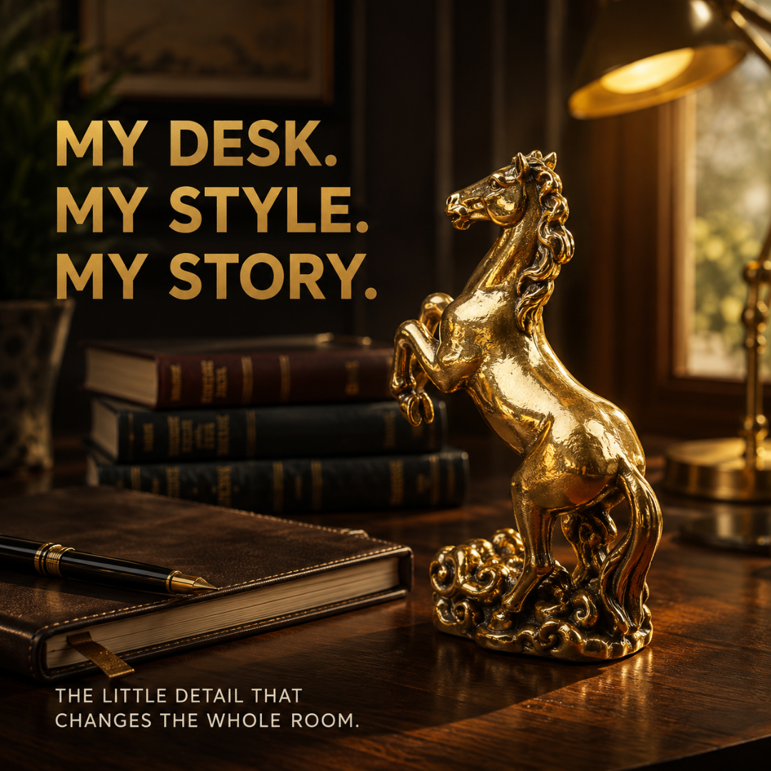 Brass Horse Statue – Chinese Zodiac Desktop Sculpture for Home Decor