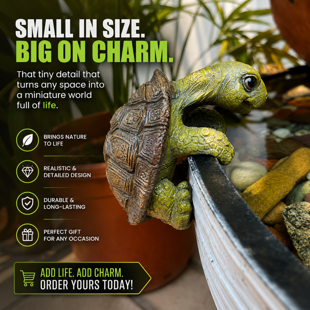 Lifelike Miniature Turtle Ornaments – Garden & Aquarium Decoration