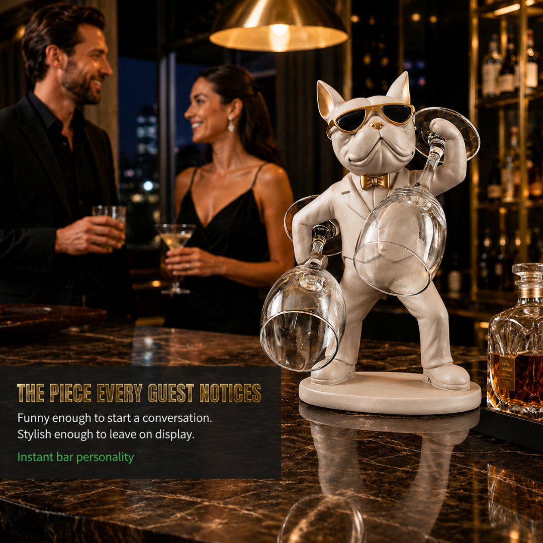Frenchie Dog Wine Glass Stand – Modern Resin Home Decoration