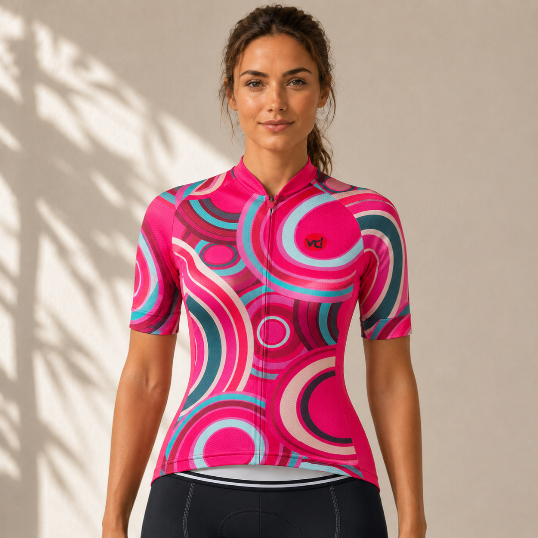 Womens Cycling Jersey | Short Sleeve Bike Shirt | Summer MTB Riding Top | Colorful Road Race Jersey | Breathable Cycling Wear