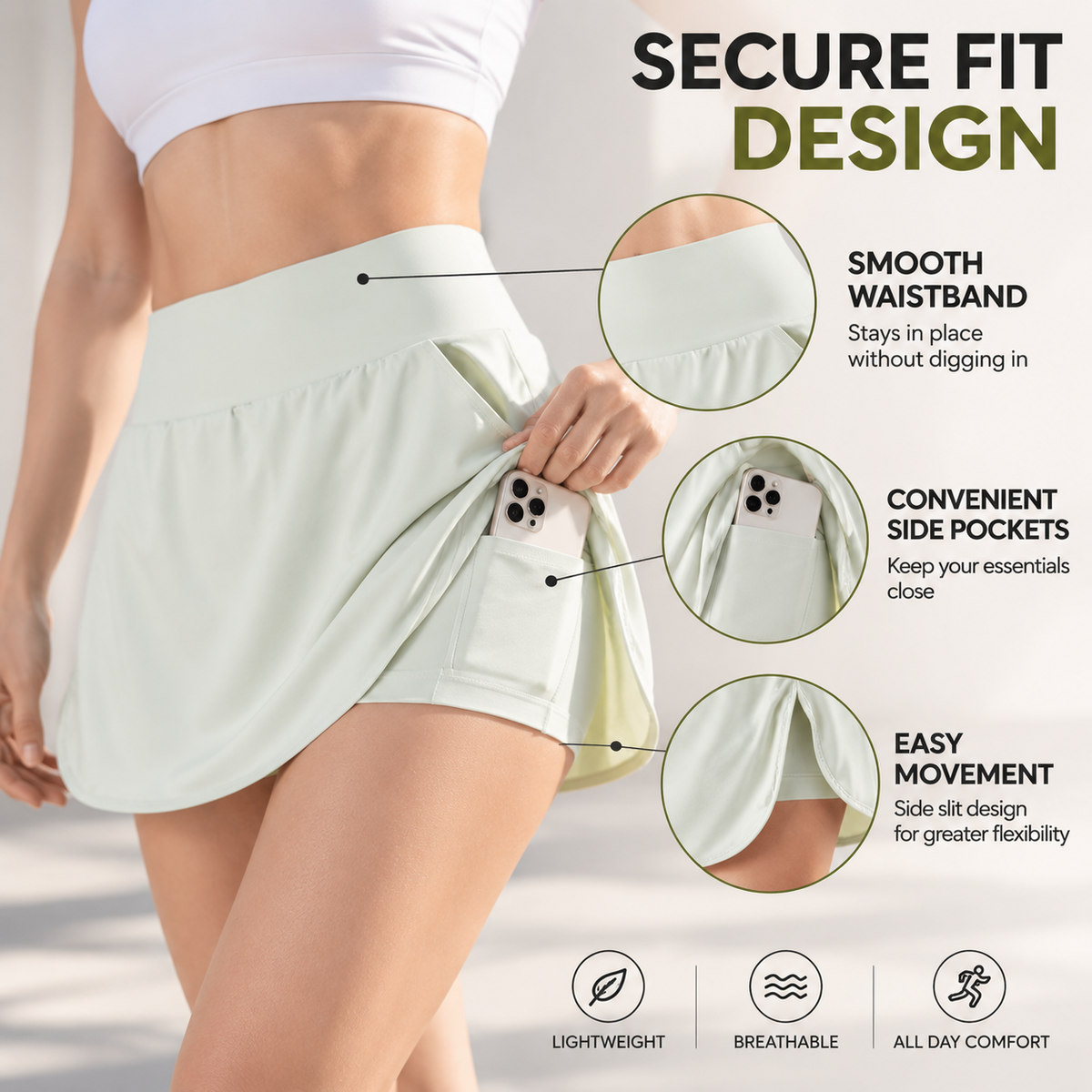 Women's Tennis Skirt High Waist Athletic Skort Yoga Workout Skirt Sports Fitness Bottom Active Lifestyle Wear