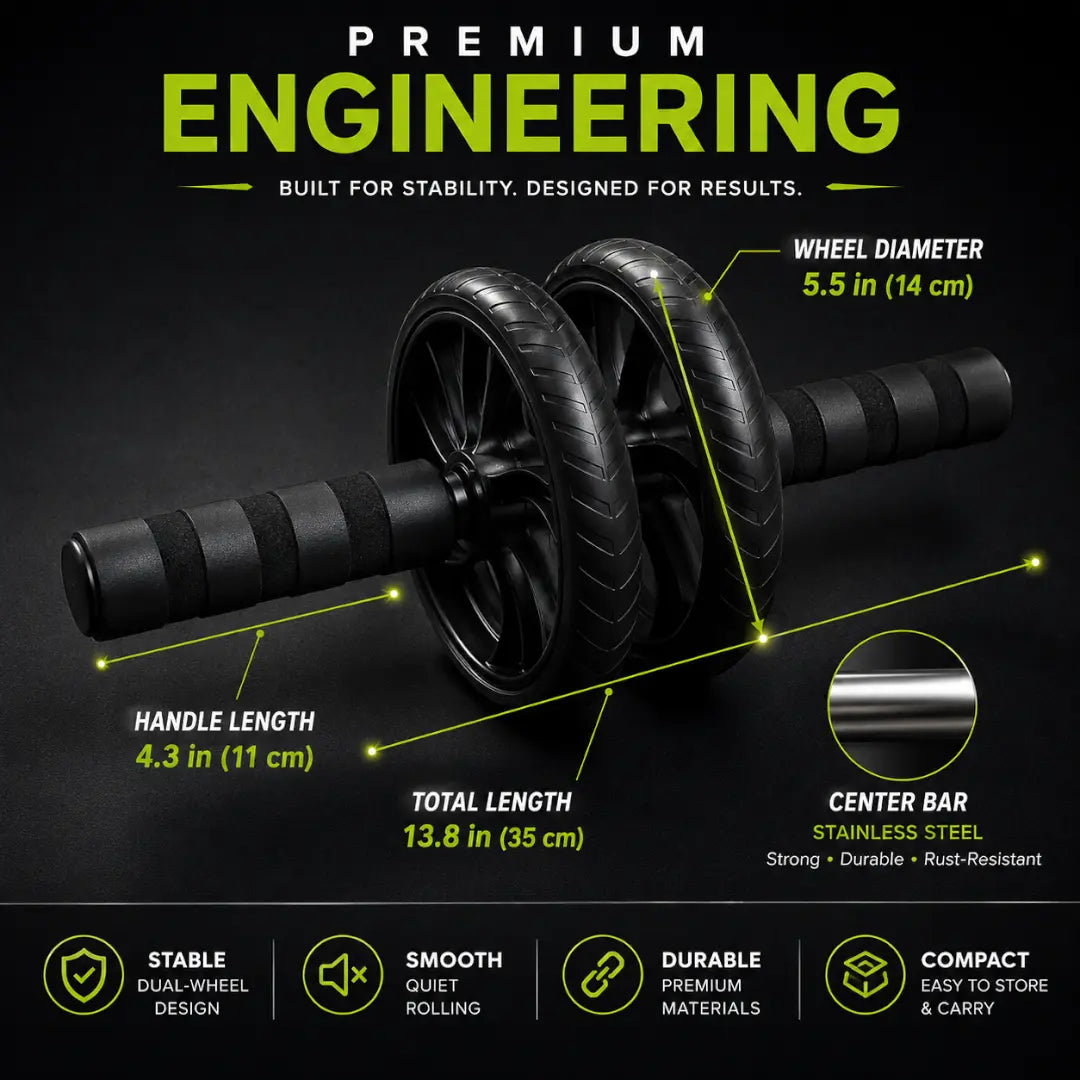Dual Wheel Ab Roller | Silent Core Exercise Wheel | Home Gym Workout Equipment | Abdominal Muscle Trainer | Fitness Roller Jumartins