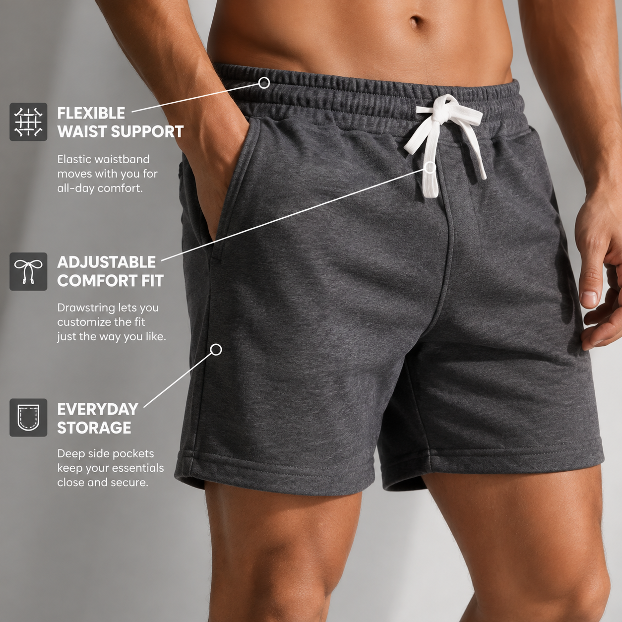 Men Gym Shorts | Casual Sport Shorts | Elastic Waist Shorts | Running Workout Shorts | Summer Activewear Shorts | 2 Piece Shorts Set