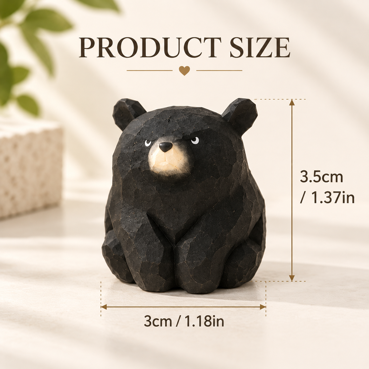 Mini Wooden Bear Figurine | Small Bear Decor Sculpture | Animal Figurine Home Accent | Desk Shelf Decorative Art | Cute Gift Idea