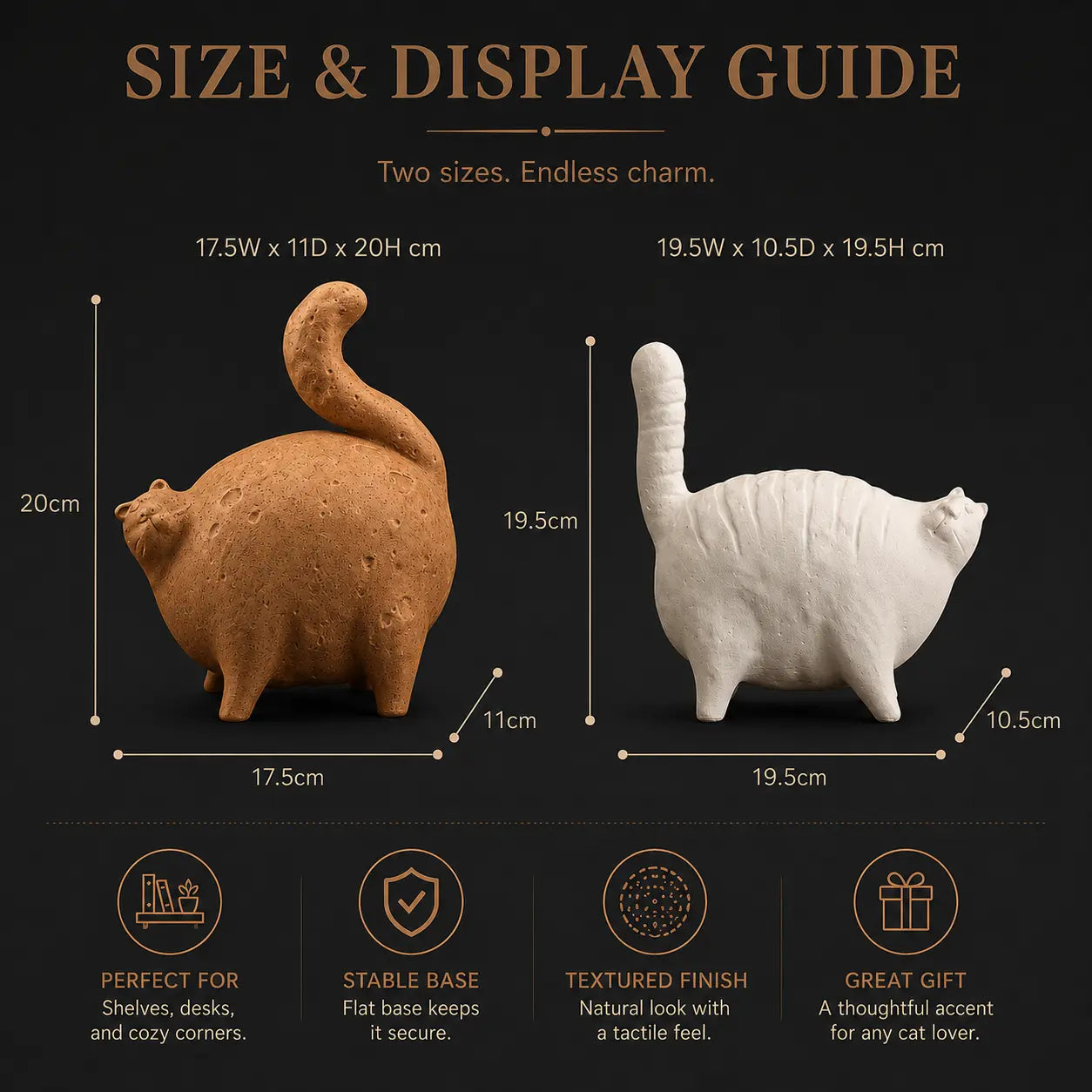 Ceramic Cat Sculpture| Abstract Kitten Table Decor | Modern Animal Shelf Accent | Living Room Ornament | Cat Lover Gift Jumartins