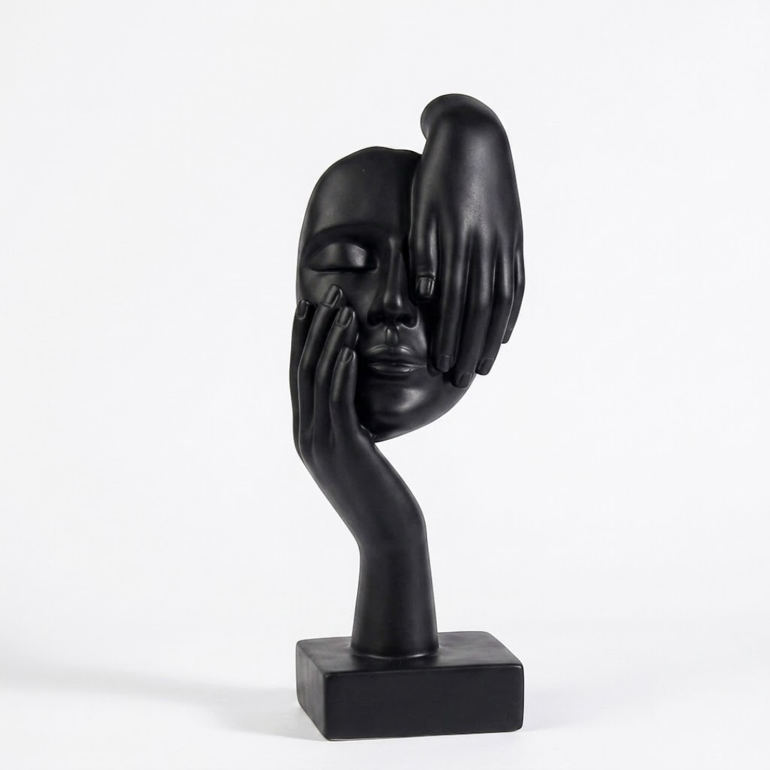 Nordic Resin Abstract Face Statue, Modern Desktop Sculpture Figurine for Office Shelf, Home Decor Accent Gift