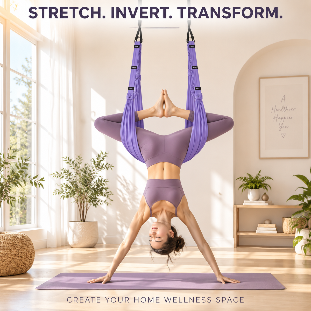 Aerial Yoga Rope Swing | Home Yoga Stretching Support | Fitness Exercise Rope | Yoga Training Equipment | Relaxation Practice Tool