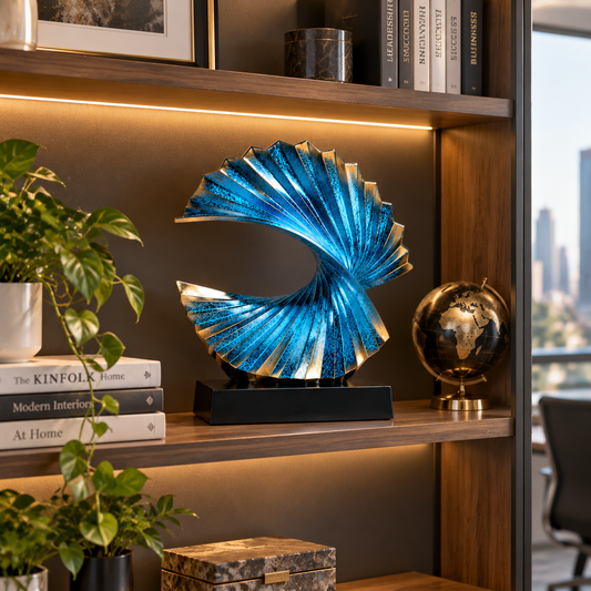 Abstract Wave Resin Sculpture | Modern Art Figurine Home Decor | Elegant Desktop Accent For Living Room Bedroom Study
