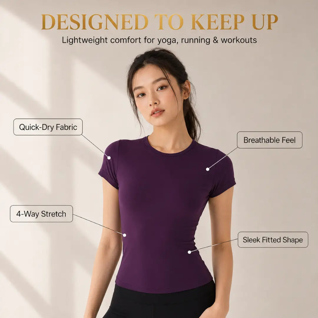 Women’s Fitted Workout Tee | Quick Dry Yoga Top | Short Sleeve Running Shirt | Gym Exercise Clothing Jumartins