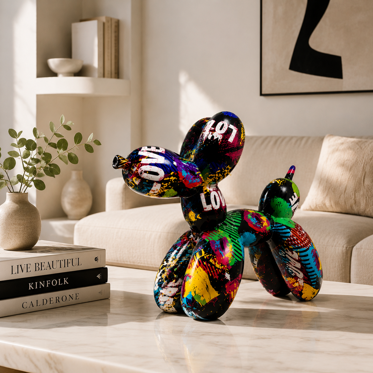 Resin Balloon Dog Statue Decor | Colorful Animal Sculpture | Modern Pop Art Ornament | Home Shelf Table Decoration | Gift Idea