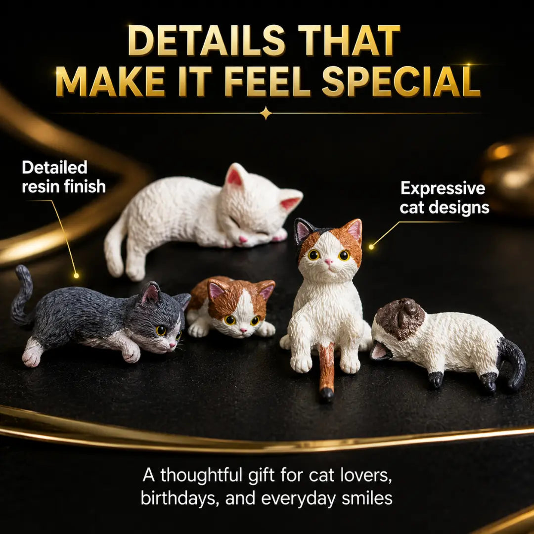 Cat Figurine Set, Resin Desk Decor, Cute Cat Gift, Mini Shelf Decor Jumartins