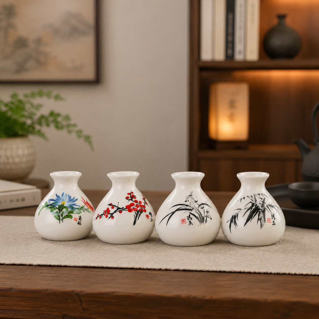 Retro Chinese Style Mini Ceramic Vase – White Niche Home Decor Ornament