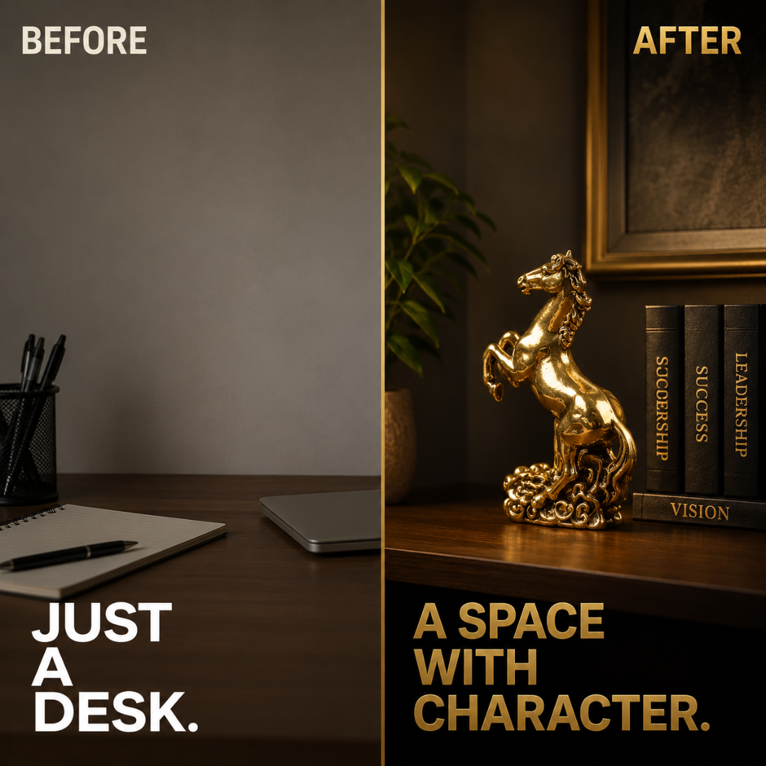 Brass Horse Statue – Chinese Zodiac Desktop Sculpture for Home Decor