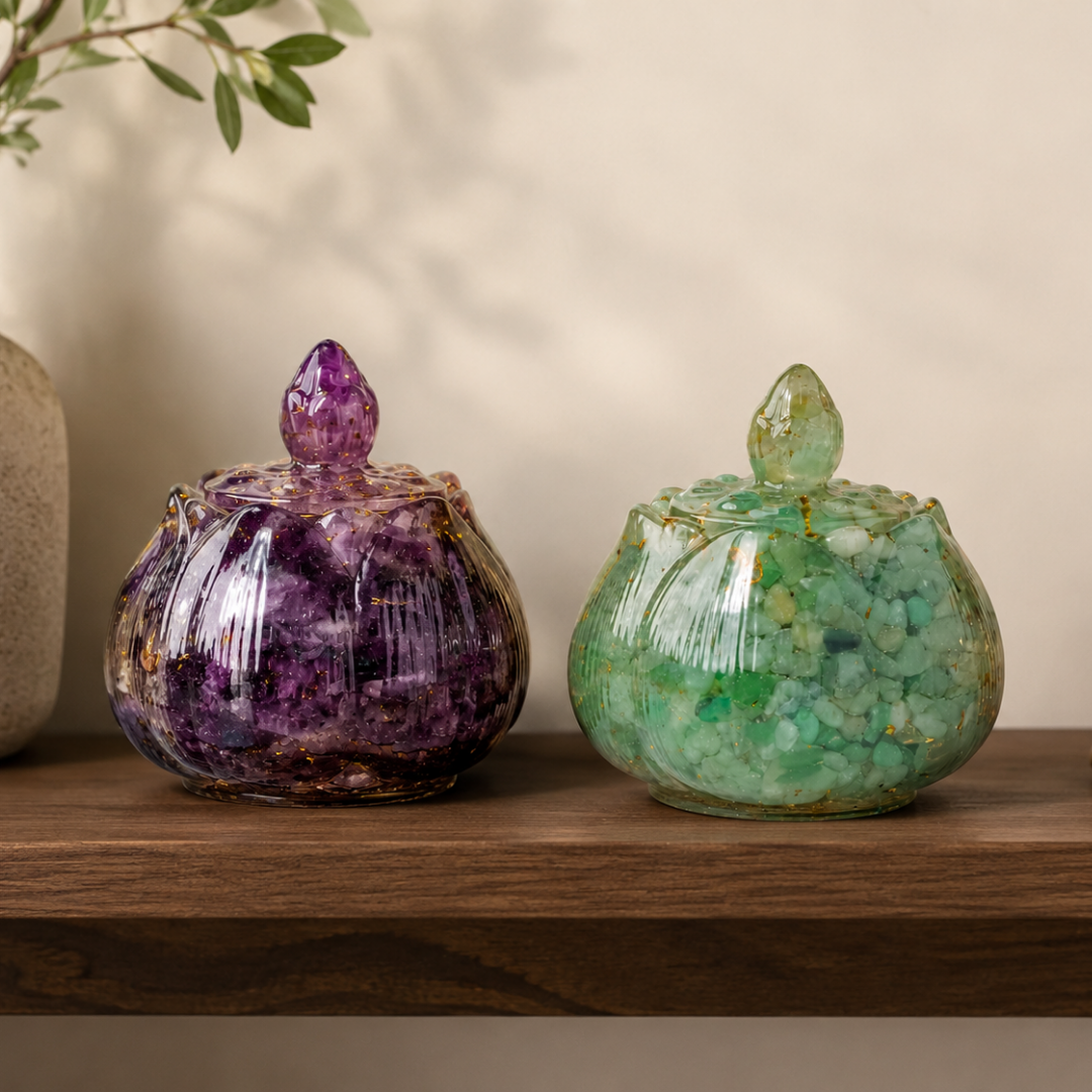 Crystal Healing Stone Bowl – Resin Meditation & Energy Decor
