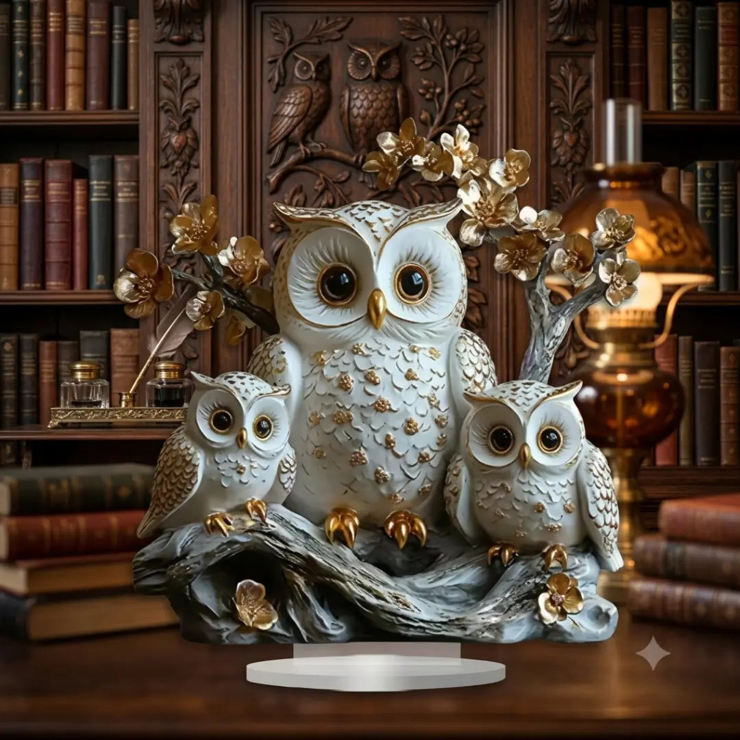 Owl Family Acrylic Decor, Desk Ornament, Cute Shelf Accent, Cozy Home Piece, Office Table Decor, Festival Gift Idea Jumartins