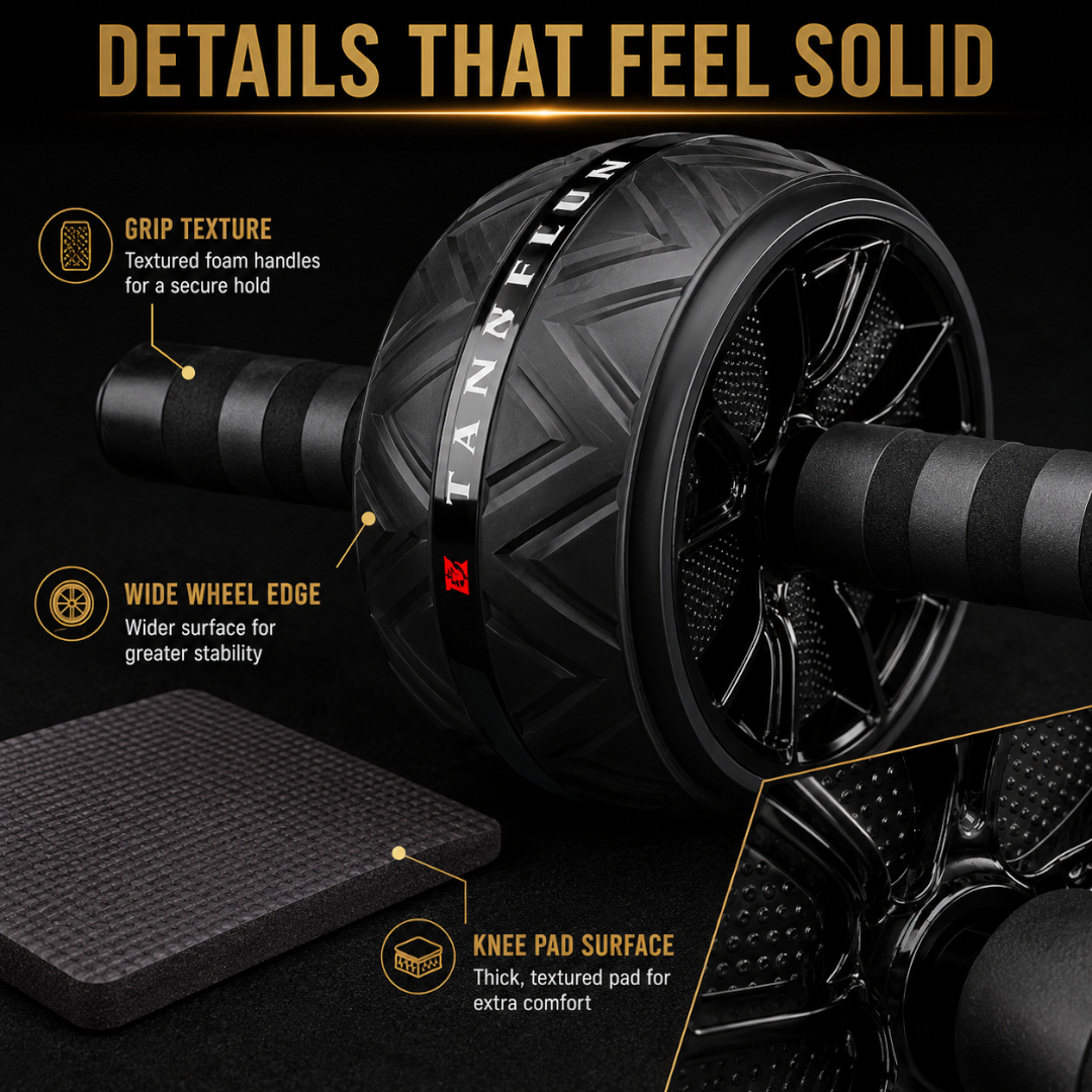 Ab Roller Wheel | Core Workout Trainer | Non Slip Fitness Wheel | Home Gym Ab Exercise Equipment | Compact Training Tool