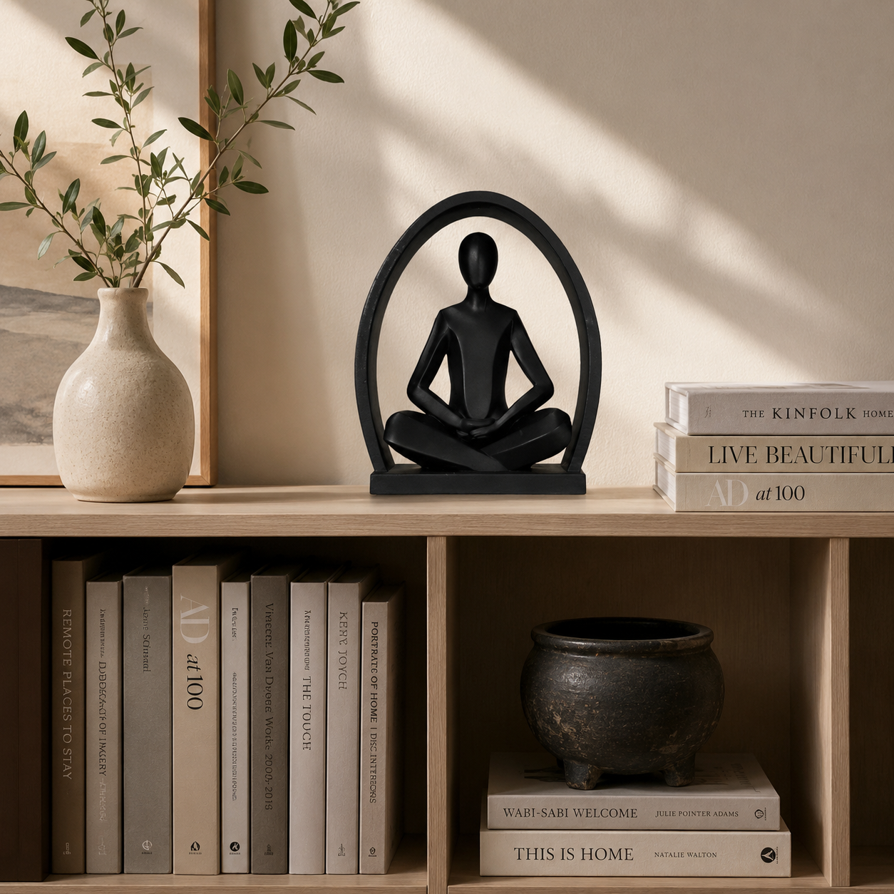 Abstract Meditation Sculpture | Yoga Figure Desk Decor | Minimalist Office and Living Room Statue | Mindful Gift