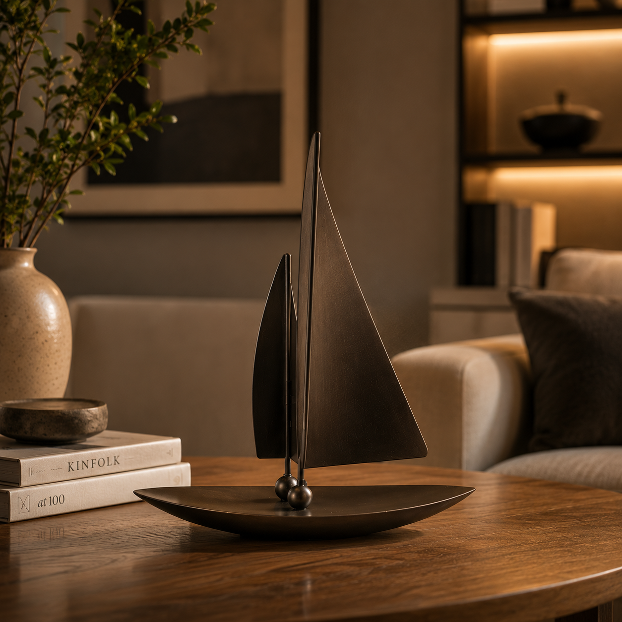 Resin Sailing Boat Statue | Ship Figurine for Shelf Table Mantel Nautical Home Decor Gift