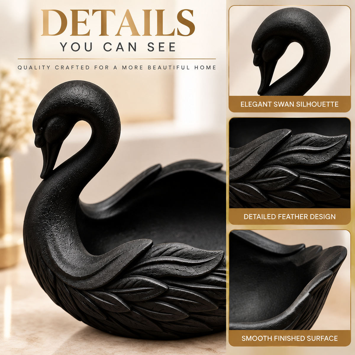 Swan Shaped Storage Tray | Elegant Swan Key Holder Bowl | Decorative Desk Organizer | Home Accent Tray For Jewelry And Small Items