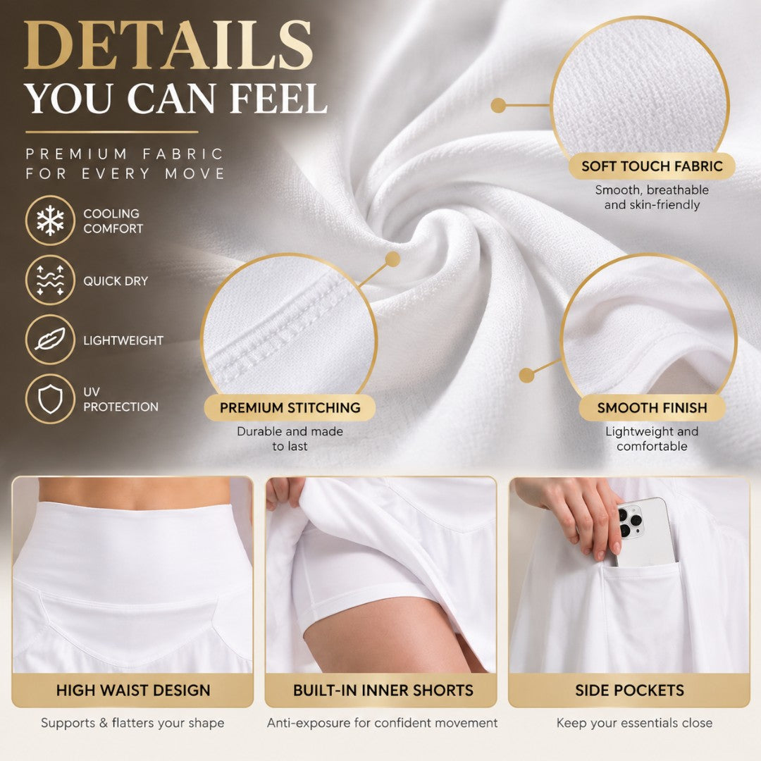Women's High Waist Athletic Skort Quick Dry Active Skirt With Pocket | Lightweight Yoga Running Fitness Wear