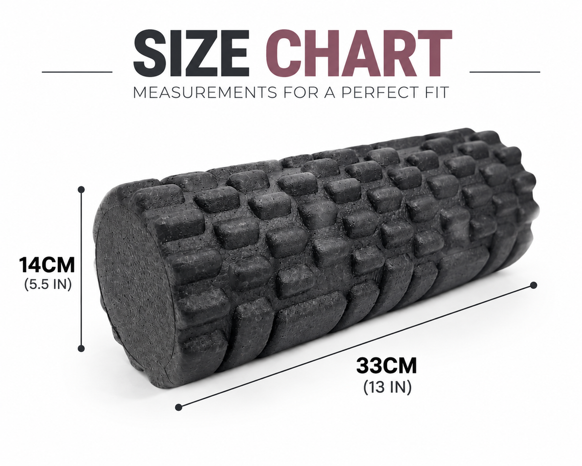 33cm Fitness Foam Roller | Textured Yoga Massage Roller | Pilates Recovery Exercise Tool | Muscle Massage Roller For Home Gym Workouts