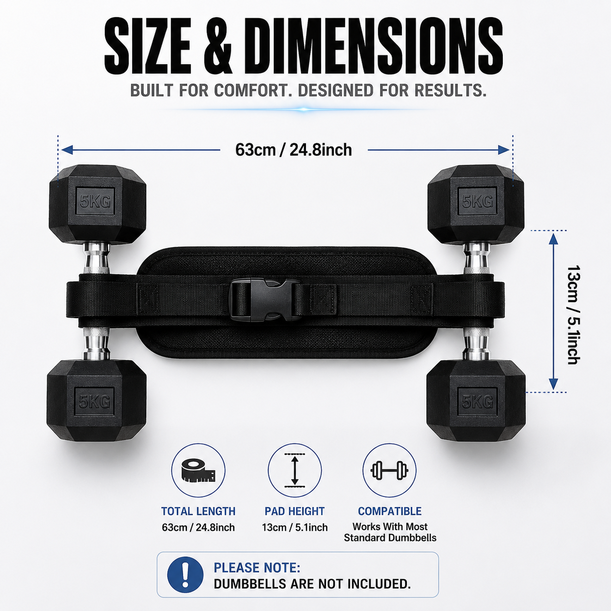 Dumbbell Hip Thrust Belt | Weighted Waist Workout Strap | Lower Body Training Gear | Home Gym Exercise Accessory