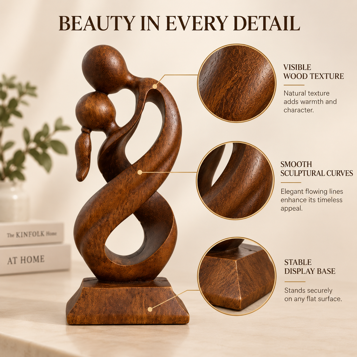Couple Embrace Sculpture | Romantic Love Statue | Abstract Resin Home Decor | Anniversary Gift | Shelf Table Decor