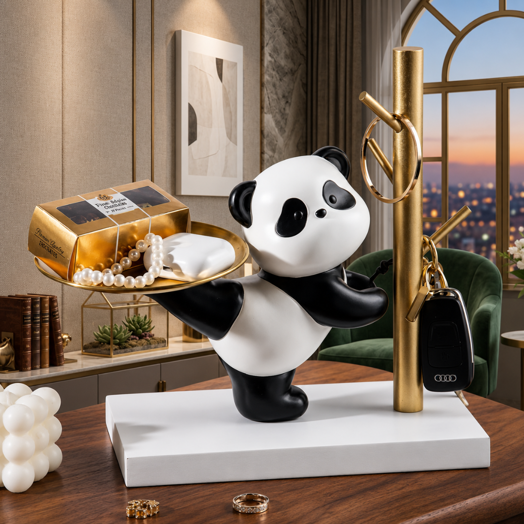 Panda Jewelry Tray & Ring Holder – Cute Gold Key Catchall Dish