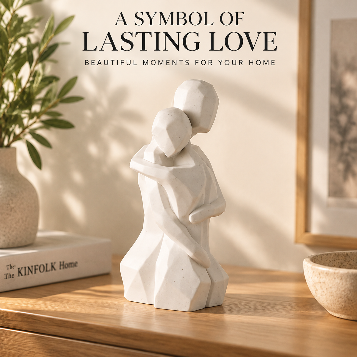 Couple Hug Sculpture | Romantic Love Figurine Home Decor | Meaningful Gift For Couples Anniversary Wedding Living Room