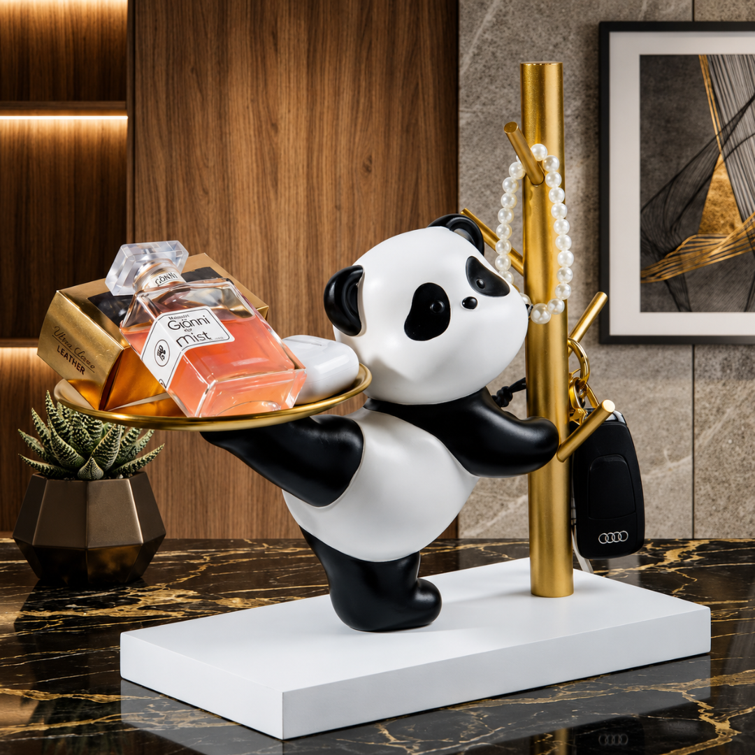 Panda Jewelry Tray & Ring Holder – Cute Gold Key Catchall Dish