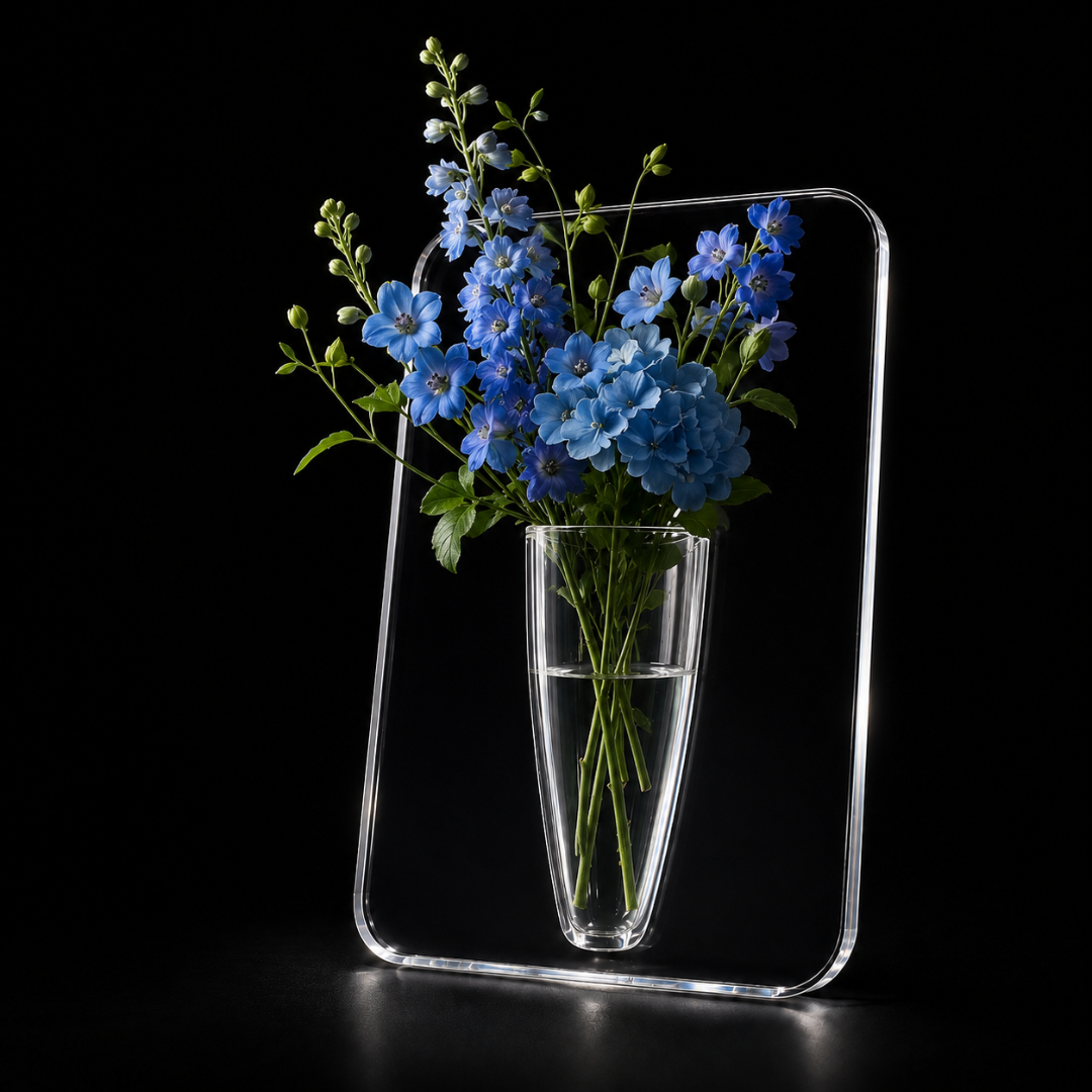 Clear Acrylic Frame Flower Vase – Modern Art Vase for Home & Desk Decor
