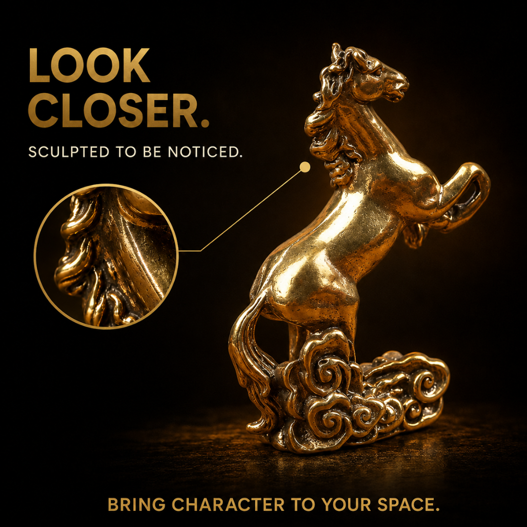 Brass Horse Statue – Chinese Zodiac Desktop Sculpture for Home Decor