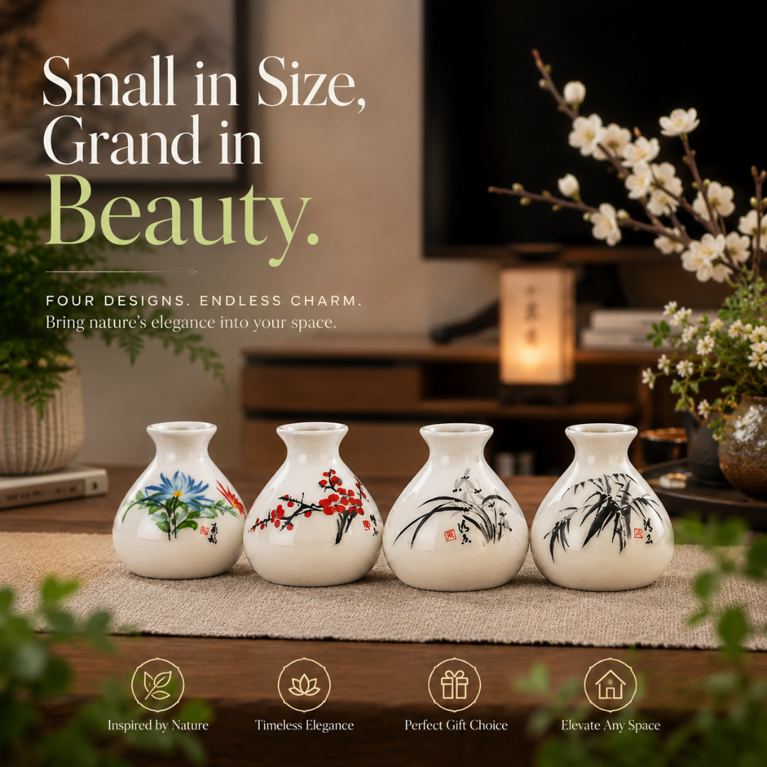 Retro Chinese Style Mini Ceramic Vase – White Niche Home Decor Ornament