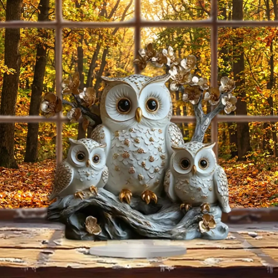 Owl Family Acrylic Decor, Desk Ornament, Cute Shelf Accent, Cozy Home Piece, Office Table Decor, Festival Gift Idea Jumartins